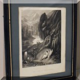 A12. Framed “The Love of Angels” etching from Godey's Lady's Book by S. Dainty. 11”h x 9”w - $44 